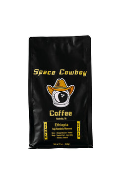 Front of Space Cowboy Ethiopia Kayon Mountain black coffee bag