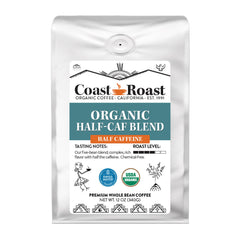 Coast Roast Organic Half-Caf Medium-Dark Blend — 12-ounce Swiss Water half-caf blend coffee bag — image 1