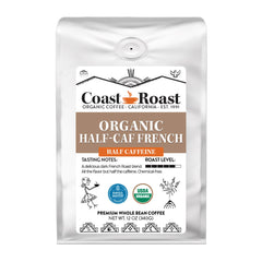 Coast Roast Organic Half-Caf French Roast — 12-ounce Swiss Water half-caf French roast coffee bag — image 1