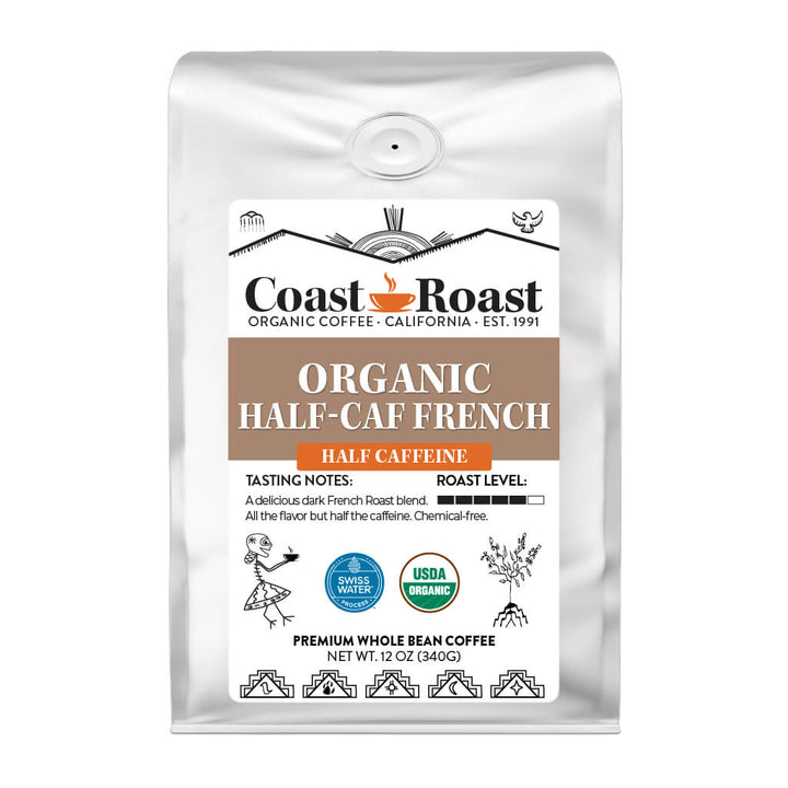 Organic Swiss Water Half-Caf French Whole Bean Coffee