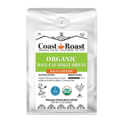 Coast Roast Organic Peru Half-Caf Whole-Bean Coffee — 12-ounce Swiss Water half-caf single-origin coffee bag — image 1