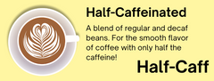 Close-up of the roast and flavor label for Bendix Half-Caff Coffee Blend