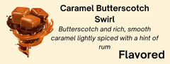 Close-up of the roast and flavor label for Bendix Caramel Butterscotch Swirl Coffee