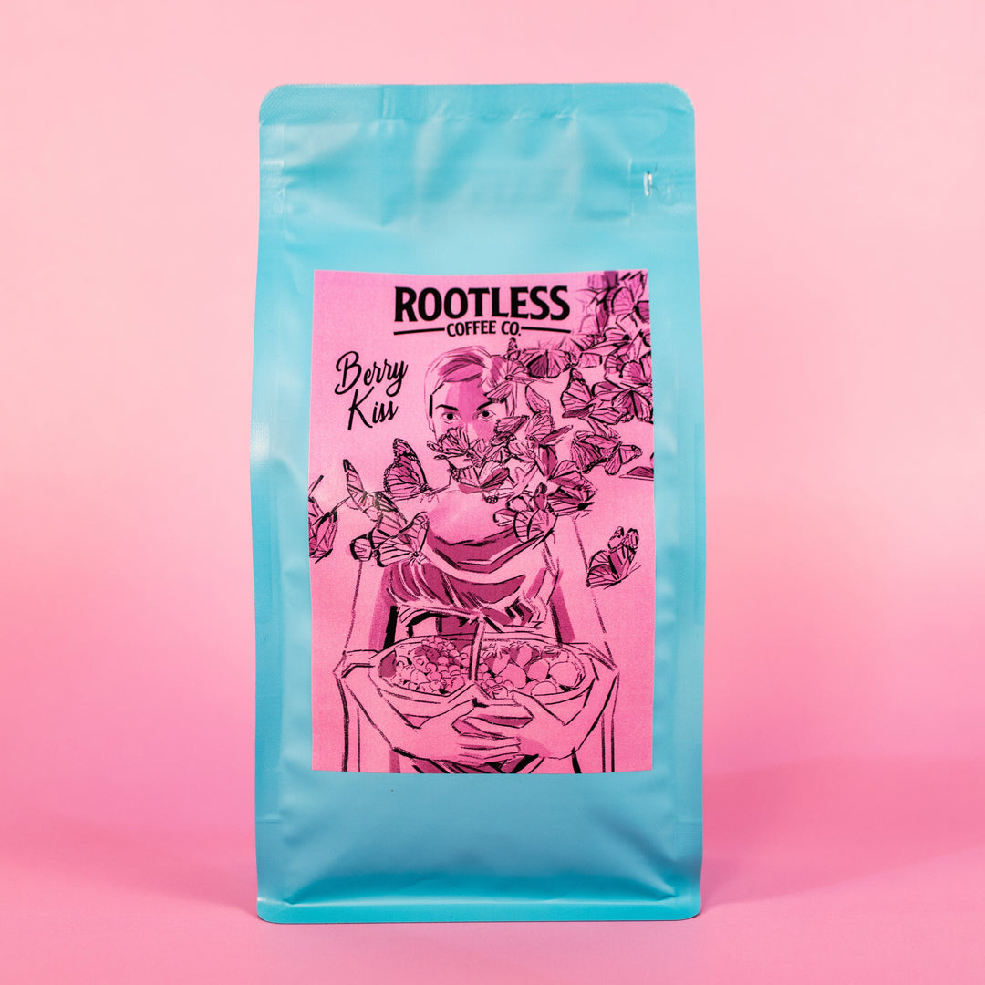 Bag of specialty roast coffee from Ethiopia with notes of Chocolate, Fruity