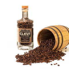 Clout Bourbon Barrel-Aged Coffee Gift Bottle 10 oz — coffee beans with bourbon barrel