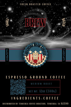 Flat Brew Medium Roast Cold Brew Coffee label with crescent-moon night artwork and Freedom Bear crest