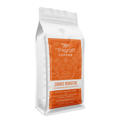 Cookie Monster whole-bean flavored coffee package detail