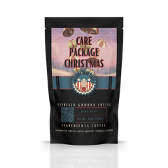 Freedom Bear Care Package Christmas Dark Roast bag with pink holiday artwork