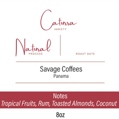 Savage Coffees Natural Caturra Coffee — product and packaging image 1