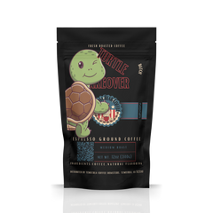 Freedom Bear Turtle Takeover Flavored Coffee bag with green cartoon turtle artwork