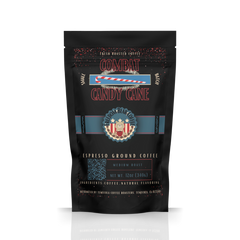 Freedom Bear Combat Candy Cane Flavored Coffee bag with striped candy cane artwork