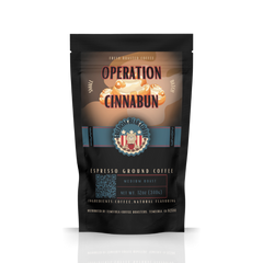 Freedom Bear Operation Cinnabun Flavored Coffee bag with cinnamon-roll artwork