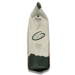Side panel of Black Insomnia Chocolate Raspberry Ground Coffee package