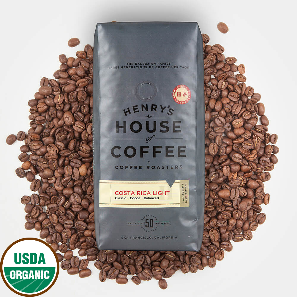 Bag of light roast coffee from Costa Rica with notes of Fruity