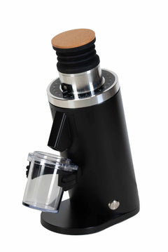 Black Turin DF54 v4.1 grinder with transparent 58mm dosing cup