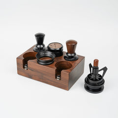 Lab-style coffee bean storage rack detail