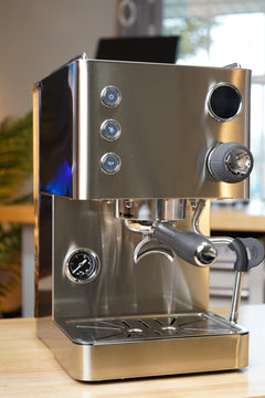 Turin Legato V2 espresso machine — controls and brewing-area detail 9