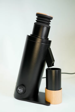 Black Turin DF64V Gen 3 side profile with dosing cup