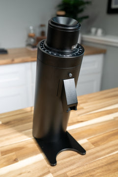 Turin DC63 63mm Red Titanium conical burr grinder side view