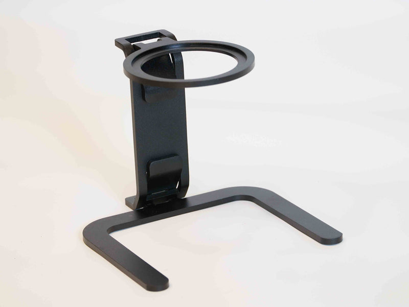 Turin TrekBrew portable espresso machine on collapsible stand