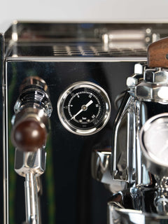 Turin Gallatin DB espresso machine — group and portafilter-area detail 1