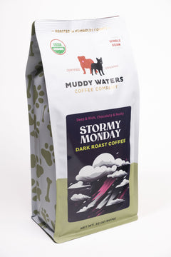Stormy Monday Organic Dark Roast Coffee – 2 lb — front coffee package
