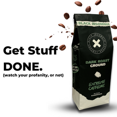 Dark Roast ground bag in Get Stuff Done promotional artwork