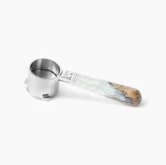 Walnut and resin handle bottomless espresso portafilter