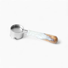 Walnut and resin handle bottomless espresso portafilter