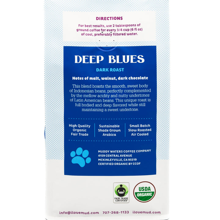 Bag of dark roast coffee from Blend with notes of Chocolate