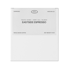 Coastal Eastside Espresso coffee bag front label