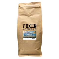 Foxen El Salvador Light Roast coffee in a brown resealable bag
