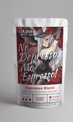 Itasha No Depresso More Espresso pouch with its red dark-roast blend artwork