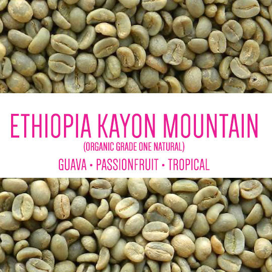 Ethiopia Kayon Mountain Organic G1 Natural GREEN BEANS -