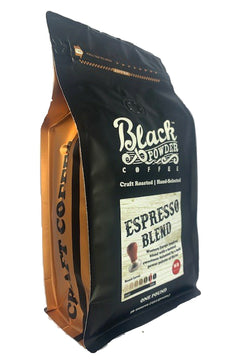 Angled Black Powder Espresso Blend coffee bag