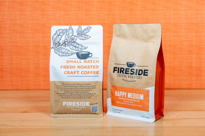 Bag of medium roast coffee from Ethiopia with notes of Rich Flavors