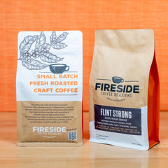 Fireside Flint Strong Dark Roast Coffee — coffee package side panel view 3