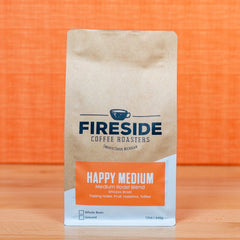 Fireside Happy Medium Coffee Blend — coffee package side panel
