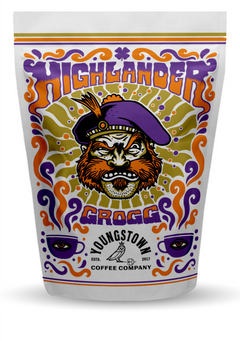 Highlander Grogg Flavored Coffee coffee bag front view