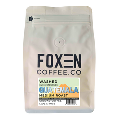 Foxen Guatemala Huehuetenango Medium Roast ground coffee in a white pouch