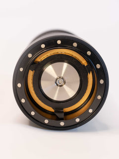 Turin H63 stainless-steel conical burr close-up