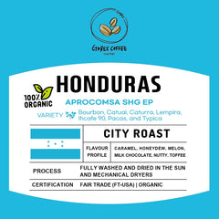 GABEE Honduras APROCOMSA label with roast and processing information