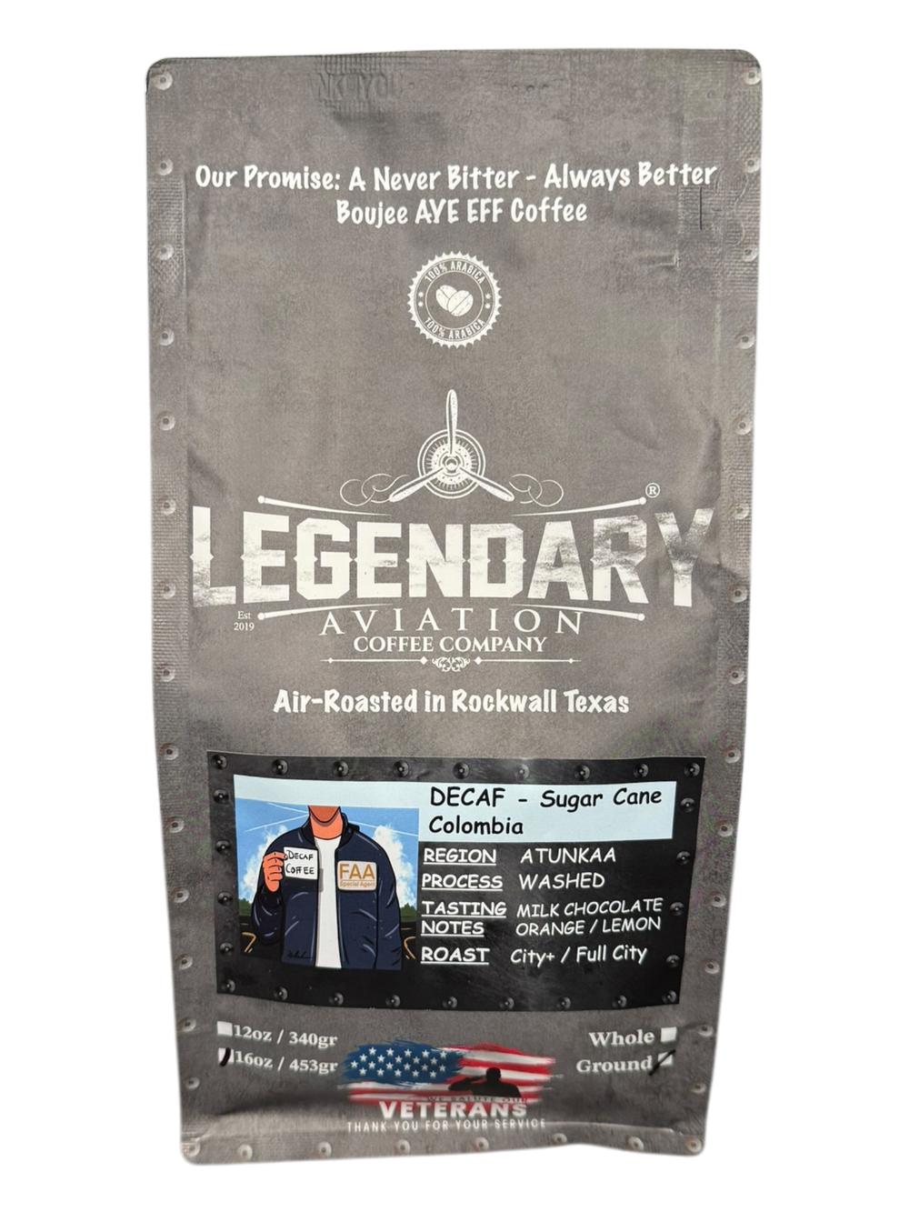 Bag of specialty roast coffee from Origin Unknown with notes of Rich Flavors