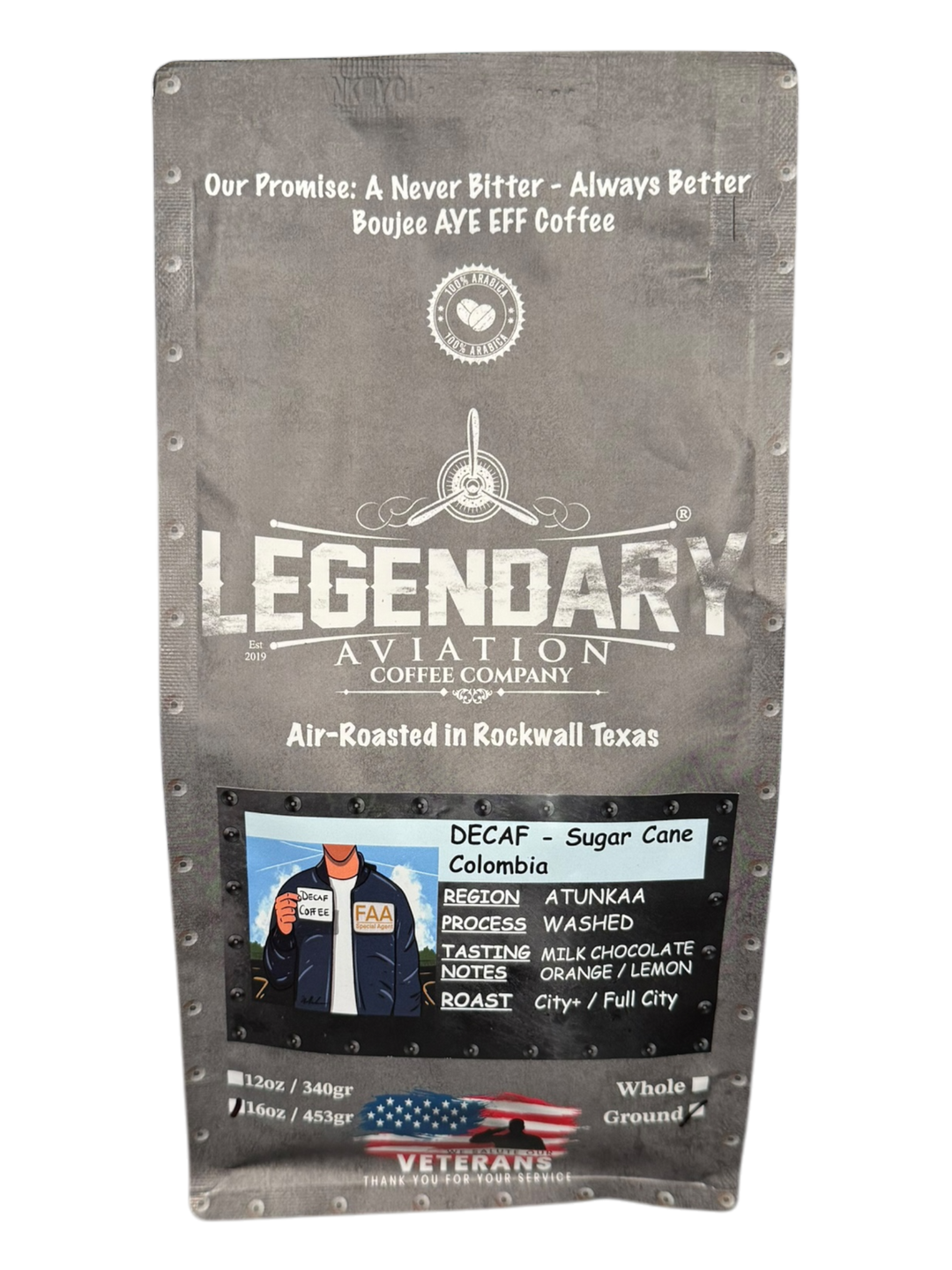 Bag of specialty roast coffee from Origin Unknown with notes of Rich Flavors