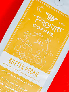 Butter Pecan flavored coffee bag lifestyle image