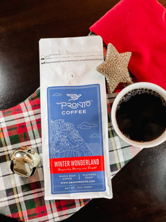 Winter Wonderland spiced coffee package displayed for seasonal serving