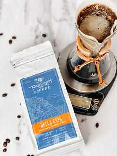 Della Casa medium roast coffee bag lifestyle photo