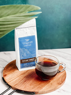 Hazelnut Harvest coffee bag lifestyle image
