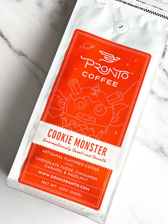 Cookie Monster dessert-style coffee bag lifestyle image