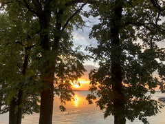 Sunset over a lake seen through trees — Clear Lake Surf Medium Roast Coffee Blend gallery